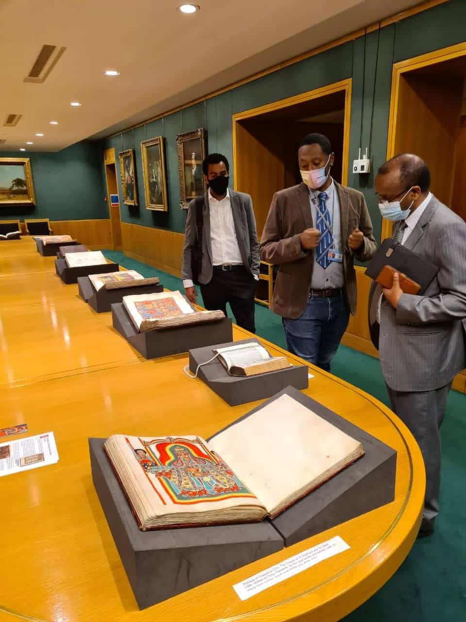 the ethiopian ambassador visiting the looted manuscripts in britsh mueum (1)